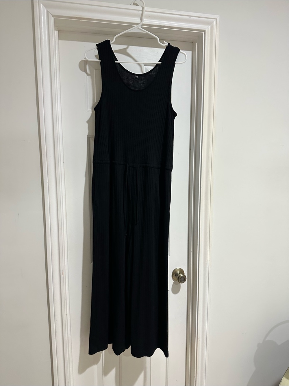 Uniqlo Black Ribbed Sleeveless jumpsuit with Drawstring Waist